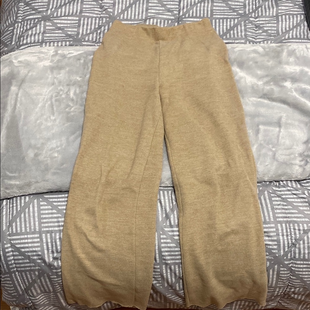 Zara Tan Slight Flare Sweat Pants